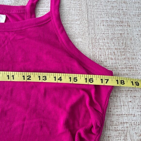 L*Space Hot Pink Sleeveless Wrap Ribbed T-Shirt Maxi Bardot Dress Size XL NWT - Picture 10 of 12
